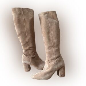 Sam Edelman Hai Knee High Boot Women 7.5M, GOLDEN CARAMEL SUEDE